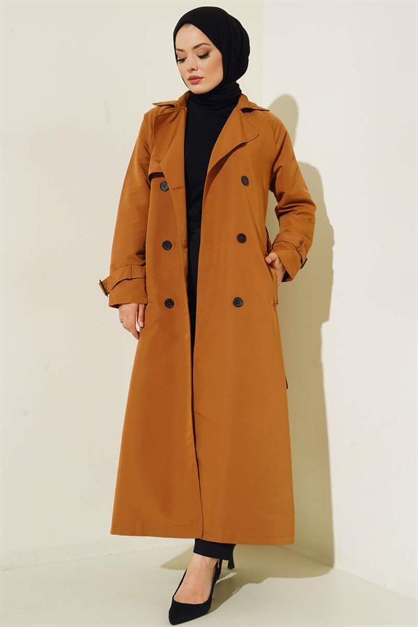 Lined Belted Trench Coat Tan