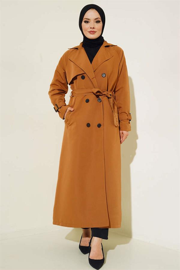 Lined Belted Trench Coat Tan