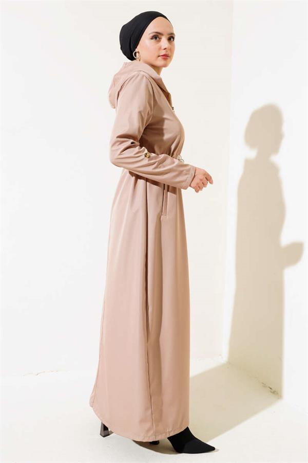 Inside Striped Waist Tunnel Trench Coat Latte