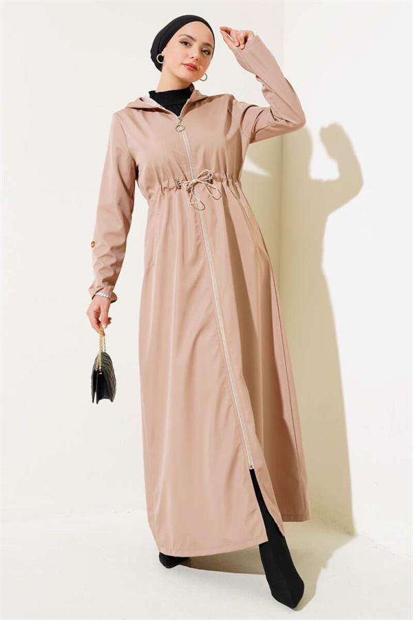 Inside Striped Waist Tunnel Trench Coat Latte