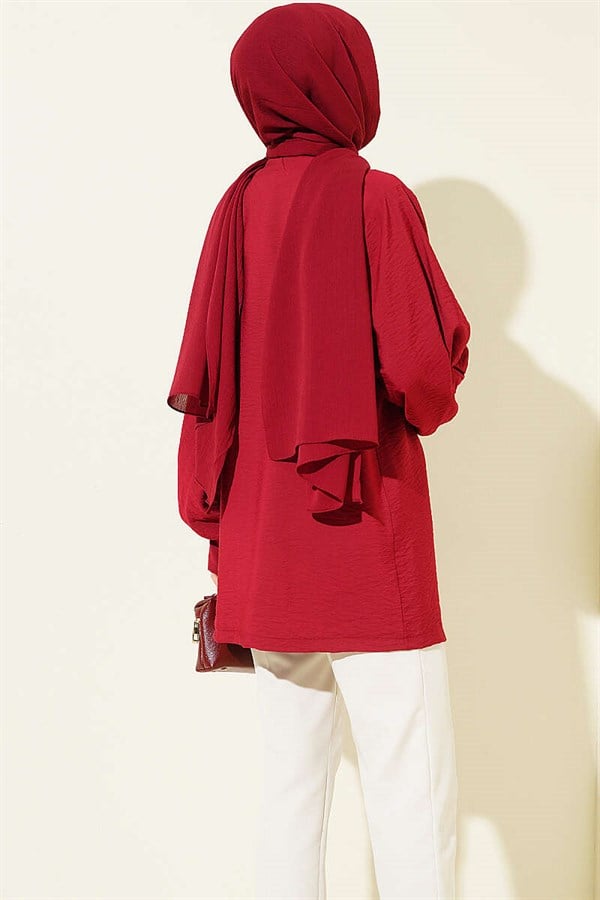 Embellished Cardigan and Undershirt 2 Piece Set in Burgundy