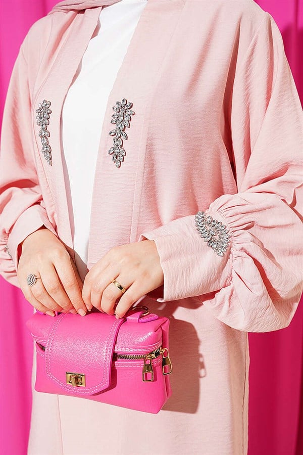 Powder Pink Embellished Cardigan and Lined Set