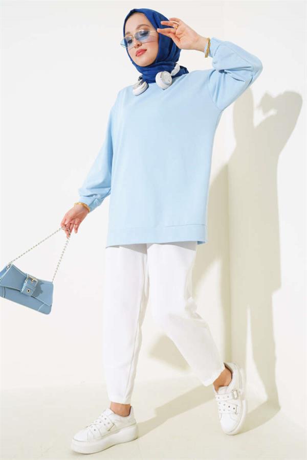 Two Yarn Plain Tunic Baby Blue