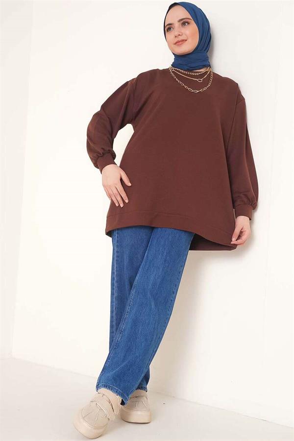 Two Yarn Plain Tunic Brown