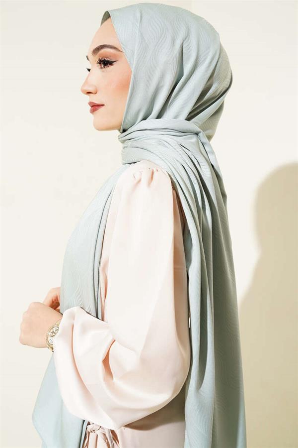 Illusion Pattern Jacquard Shawl Almond Green -87