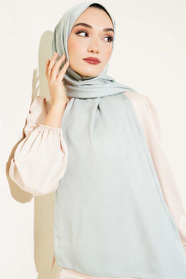 Illusion Pattern Jacquard Shawl Almond Green -87
