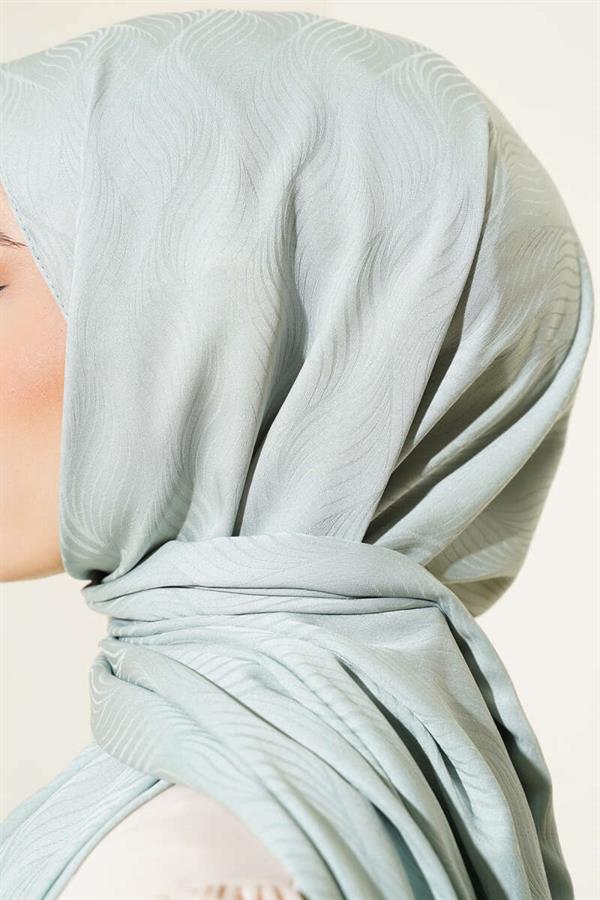Illusion Pattern Jacquard Shawl Almond Green -87