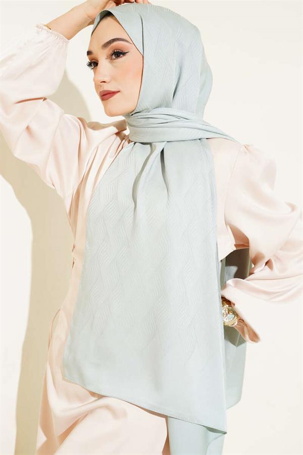 Illusion Pattern Jacquard Shawl Almond Green -87