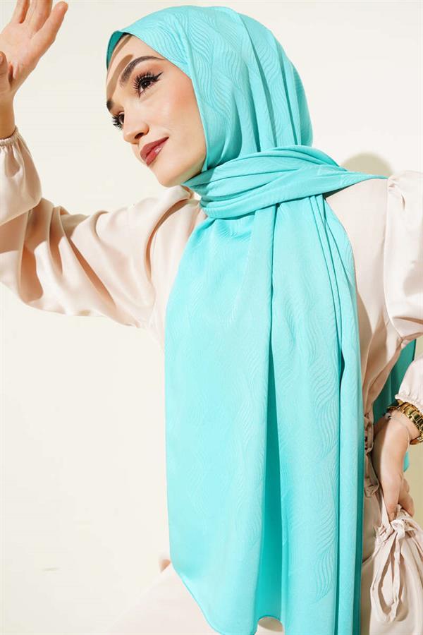 Illusion Pattern Jacquard Shawl Turquoise -118