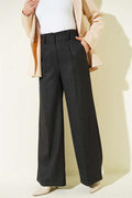 Fine Line Detail Wide Leg Trousers Anthracite