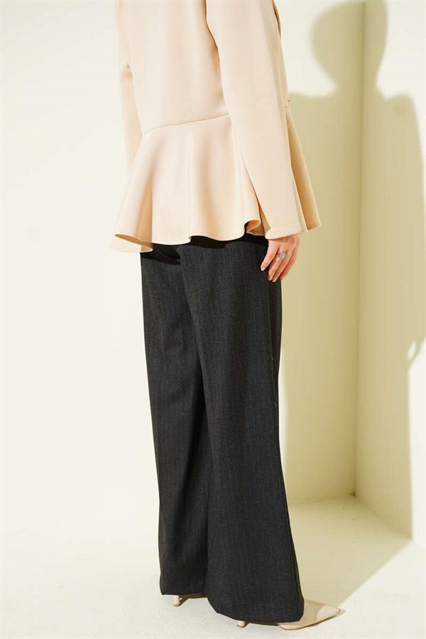 Fine Line Detail Wide Leg Trousers Anthracite