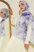 Fine Line Detail Floral Scarf Lilac