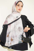 Fine Line Detail Floral Scarf Black