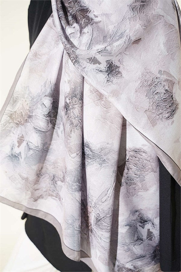 Fine Line Detail Floral Scarf, Mink