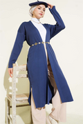 Fine Ribbed Long Cardigan Indigo
