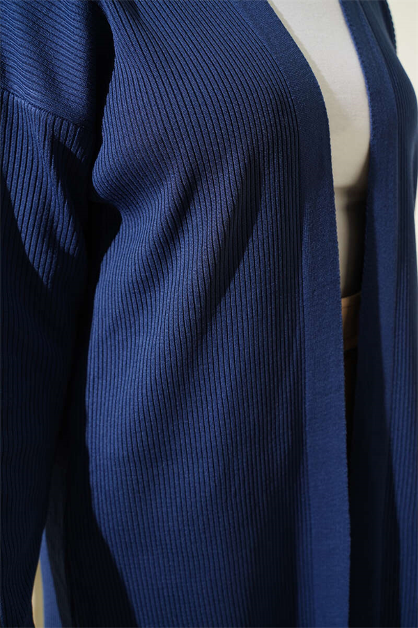 Fine Ribbed Long Cardigan Indigo