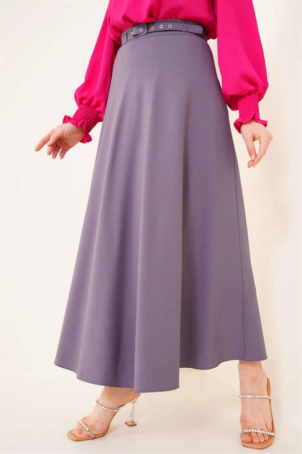 Thin Belted Skirt Slate Gray