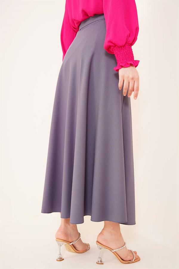 Thin Belted Skirt Slate Gray