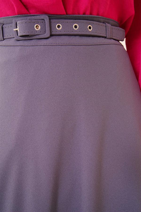 Thin Belted Skirt Slate Gray