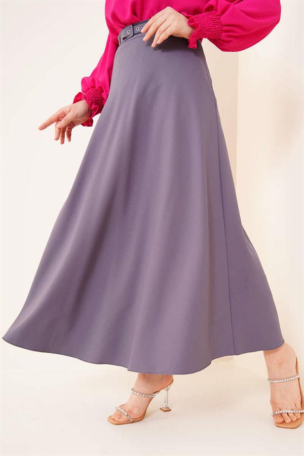 Thin Belted Skirt Slate Gray