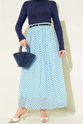 Thin Belted Polka Dot Chiffon Skirt Baby Blue