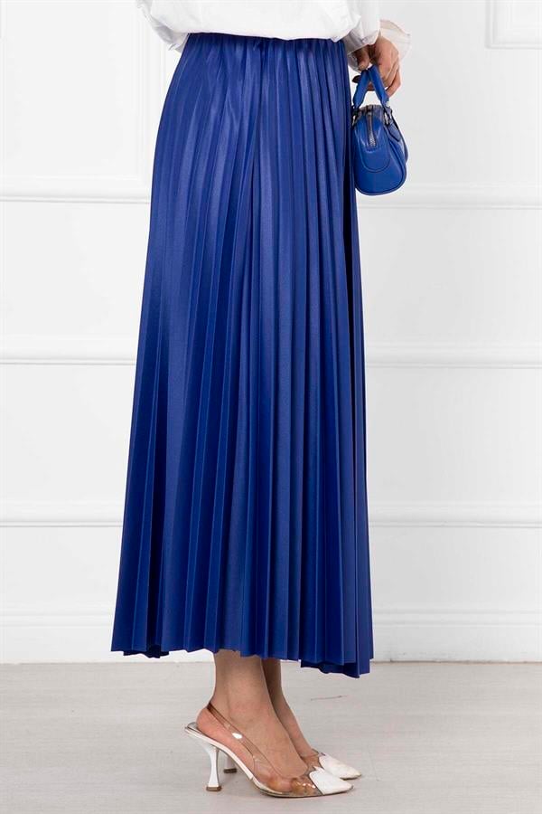 Fine Pleated Long Hijab Skirt Saxe