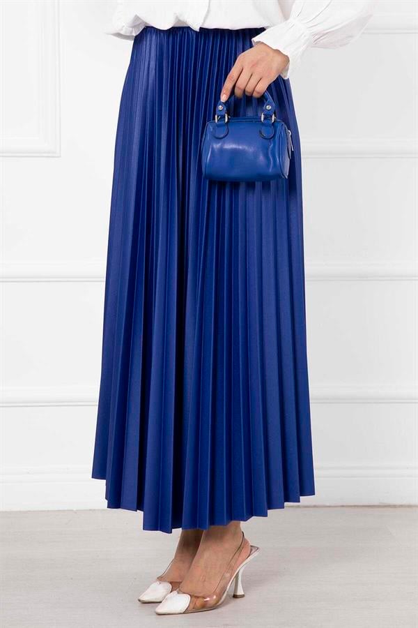 Fine Pleated Long Hijab Skirt Saxe