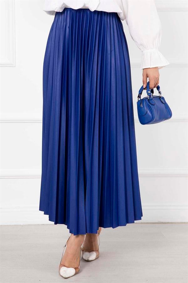Fine Pleated Long Hijab Skirt Saxe