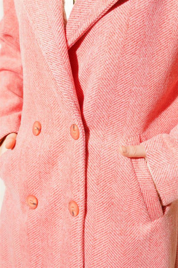 Thin Zigzag Striped Cashmere Coat Dusty Rose