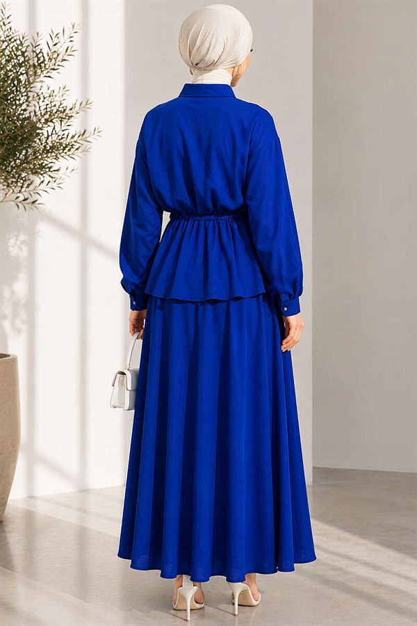 Pearl Flower Waist Tunnel Skirt 2 Piece Set in Saks Color