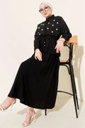 Pearl Flower Waist Tunnel Skirt 2 Piece Set Black