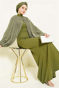 Pearl Cape Evening Dress Khaki