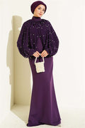 Pearl Cape Evening Dress Purple