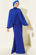 Pearl Cape Evening Dress in Saks
