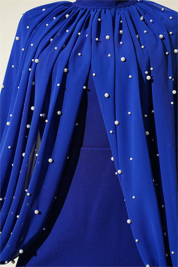 Pearl Cape Evening Dress in Saks