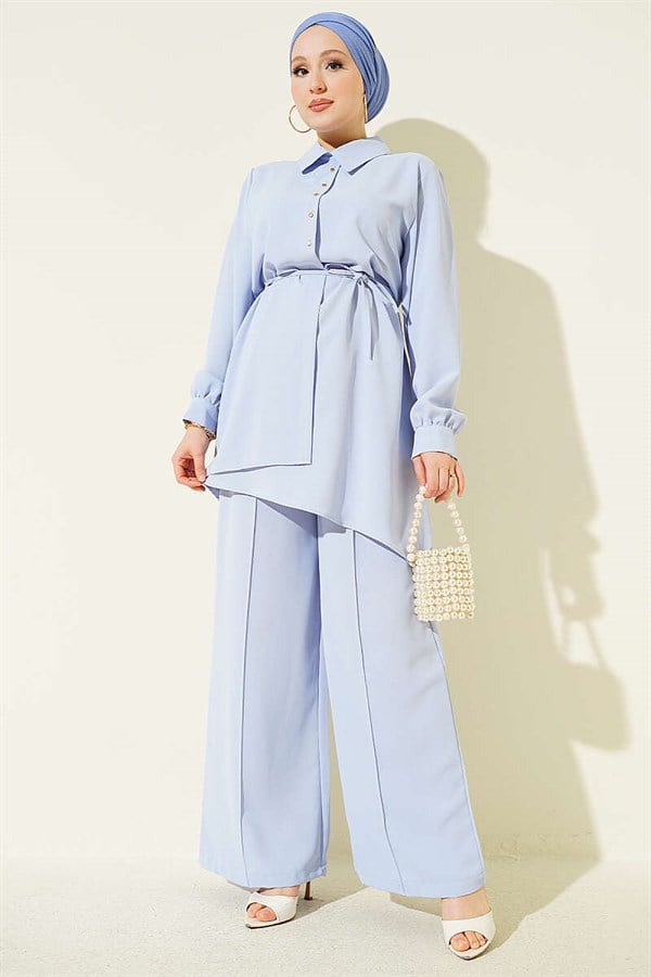 Pearl Embellished 2 Piece Set, Blue