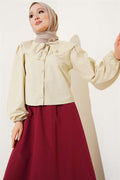 Pearly Sailor Collar Short Shirt Stone