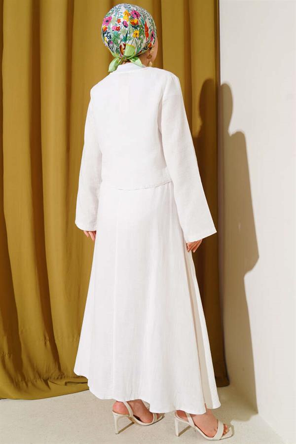 String Tie Kimono Skirt 2 Piece Set White