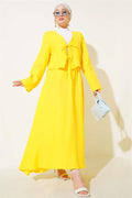 String Tie Kimono Skirt 2 Piece Set Yellow