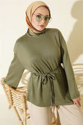 Drawstring Tunic with Emblem Detail, Khaki