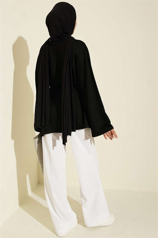 Black Tunic with Drawstring and Emblem Detail