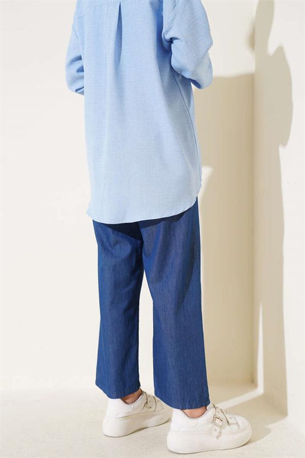 Elastic Waist Trousers Jeans with Rope Tie