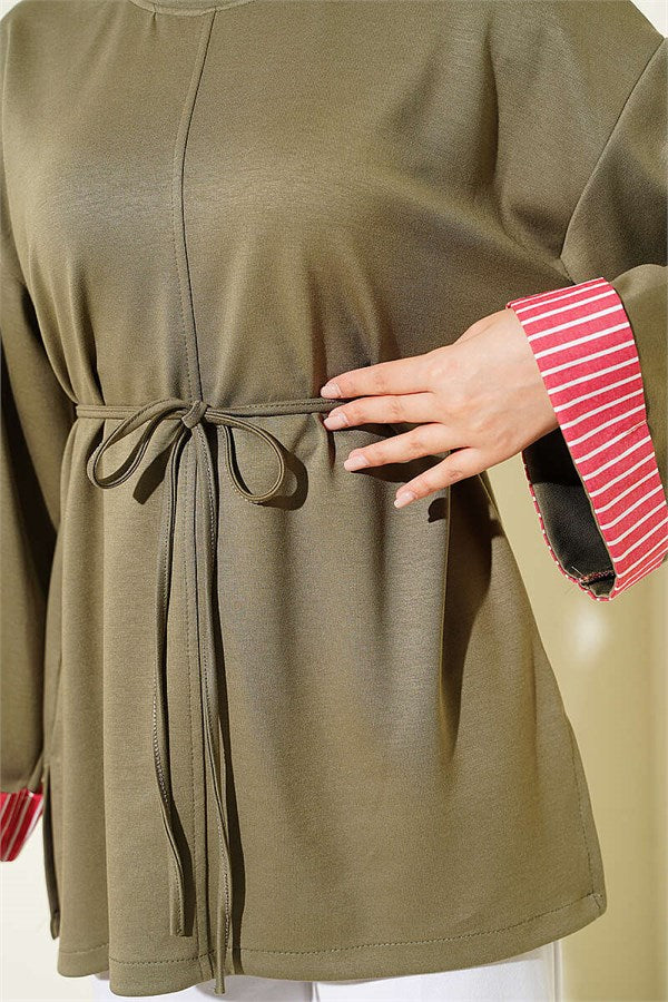 Drawstring Detail Tunic in Khaki