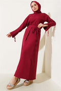 Basic 2 Piece Set with a Rope-Tie Skirt and Burgundy