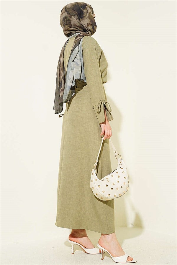 Basic 2 Piece Set with Drawstring Skirt in Light Green