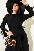 Basic 2 Piece Set with Rope-Tie Skirt in Black