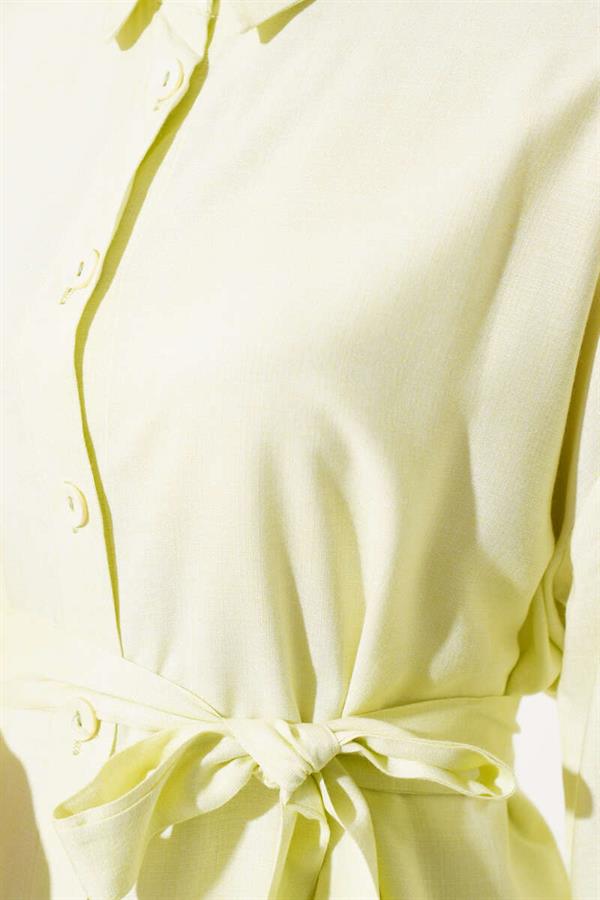  Laced Front Buttoned Long Tunic Lime