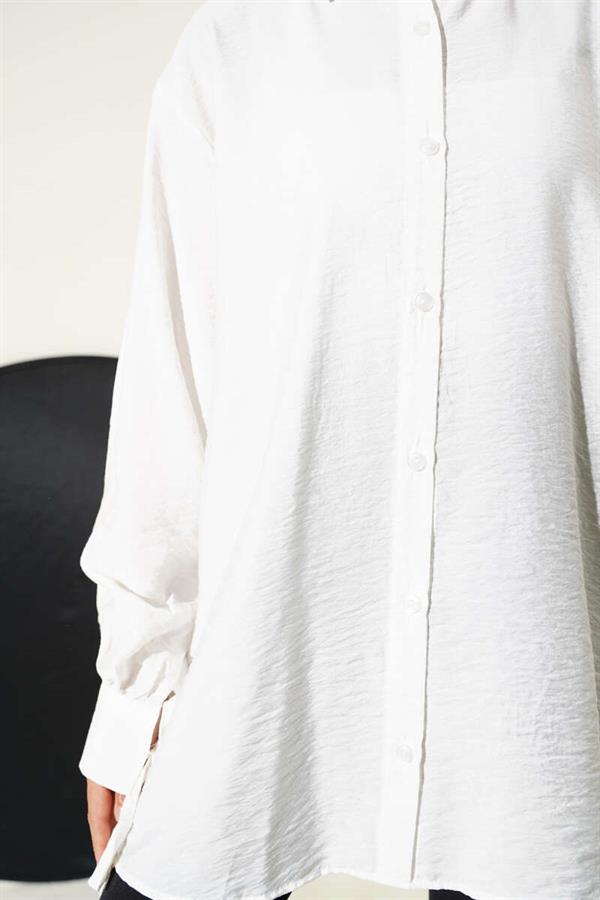 Oversized Shirt with Rope Ties, White