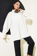 Oversized Shirt with Rope Ties, White