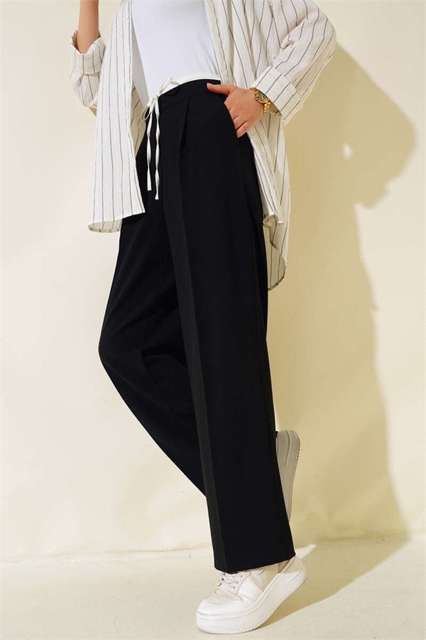 Drawstring Trousers, Black
